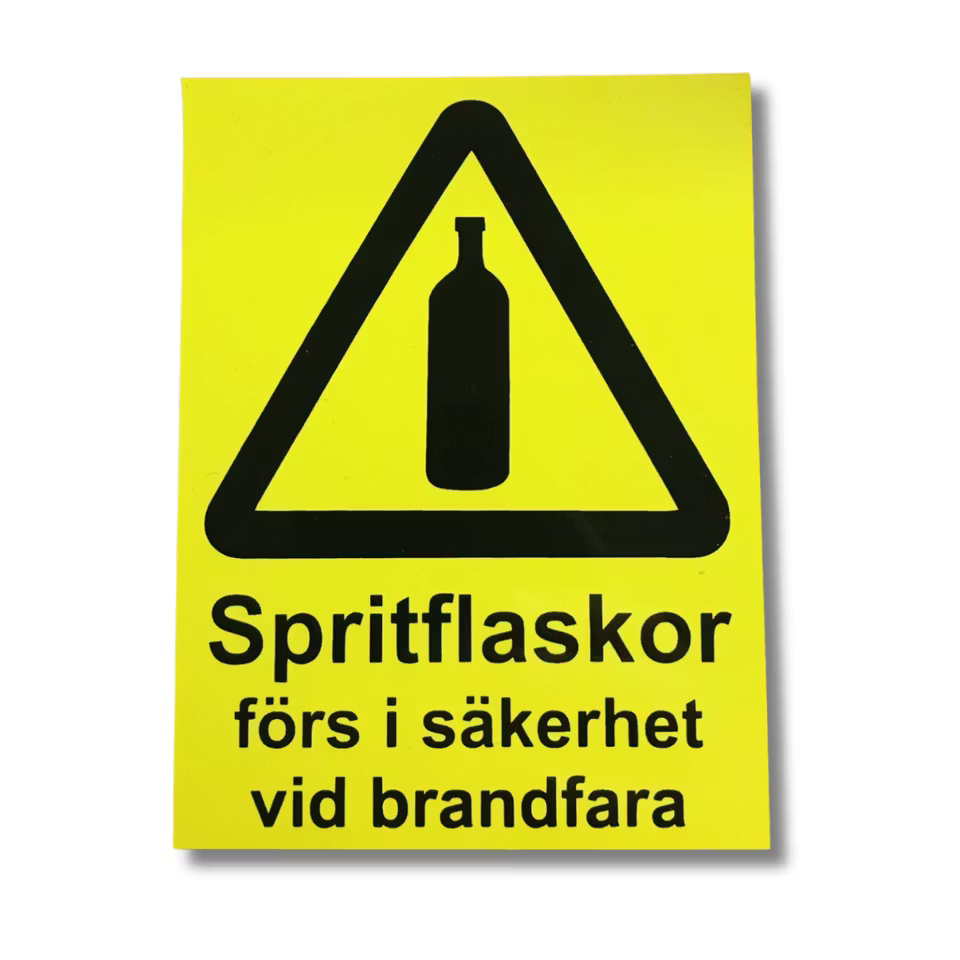 Spritflaskor förs i säkerhet - Klistermärke