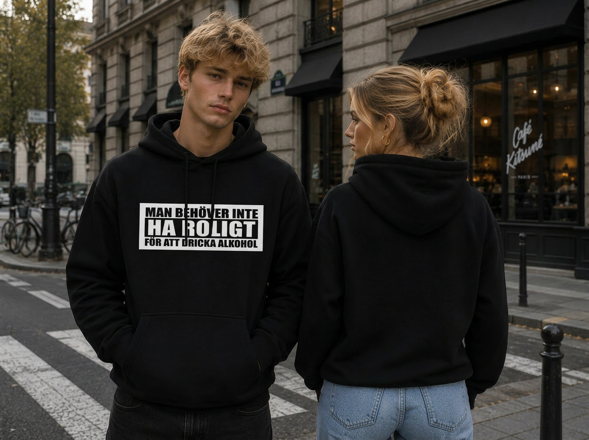 Hoodie Man behöver inte ha roligt för att dricka alkohol