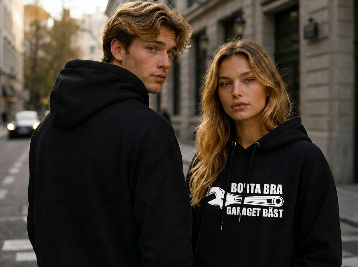 Hoodie Borta bra, garaget bäst