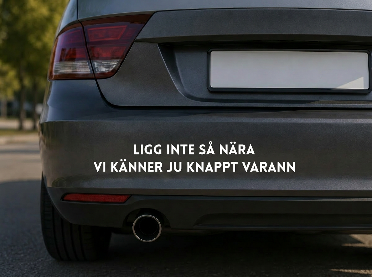Dekal LIGG INTE SÅ NÄRA VI KÄNNER JU KNAPPT VARANN