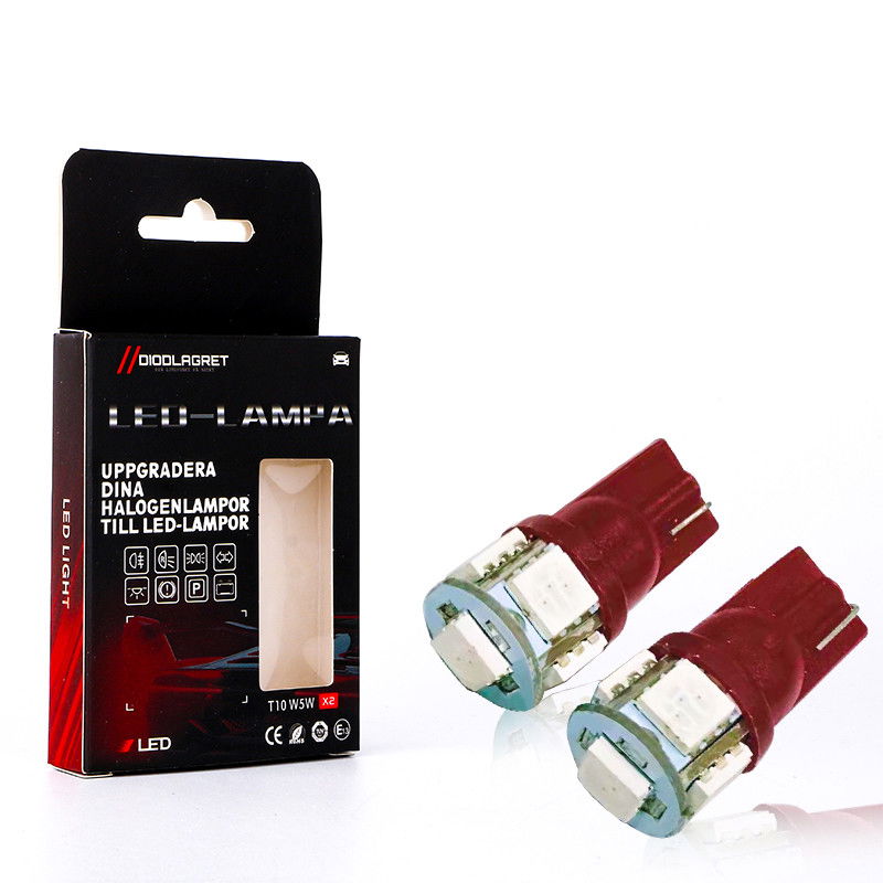 T10 W5W RÖD 2pack