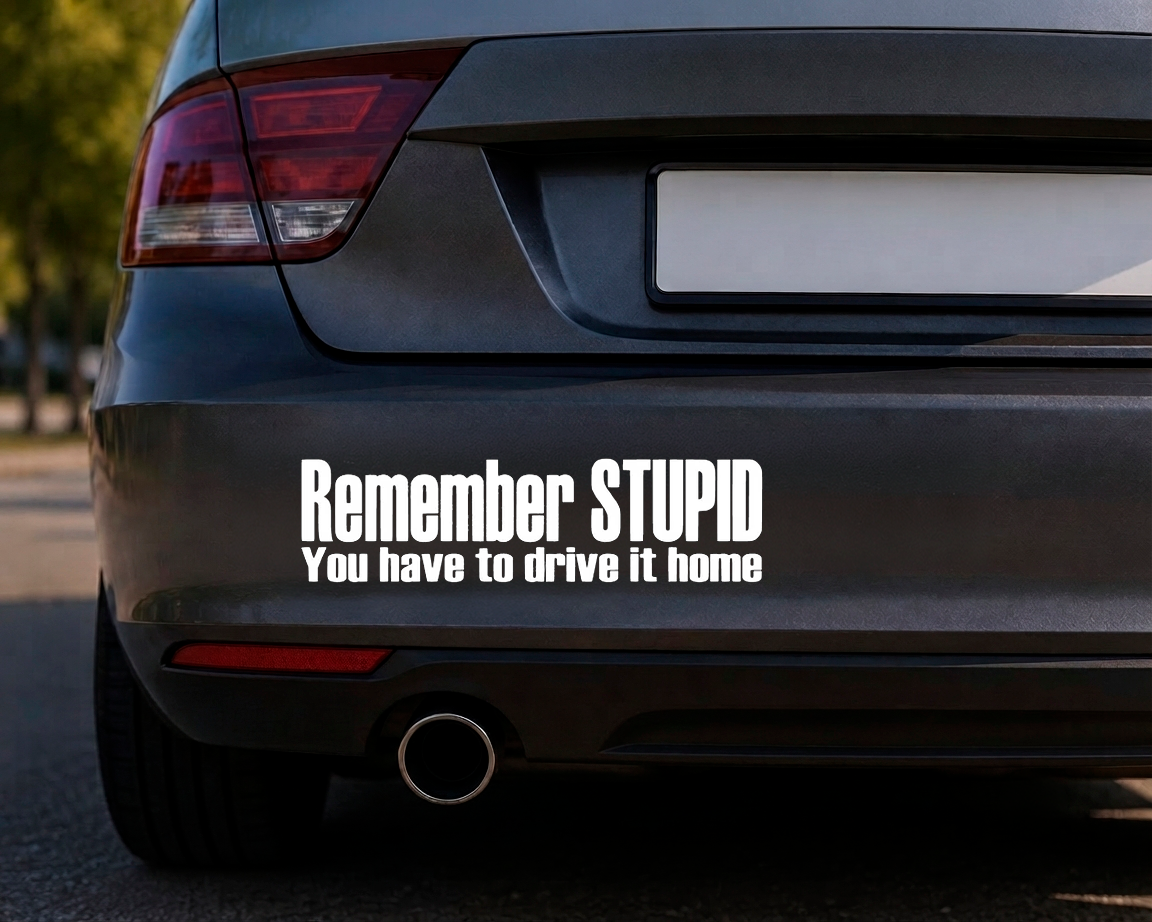 Dekal Remember STUPID, You have to drive it home