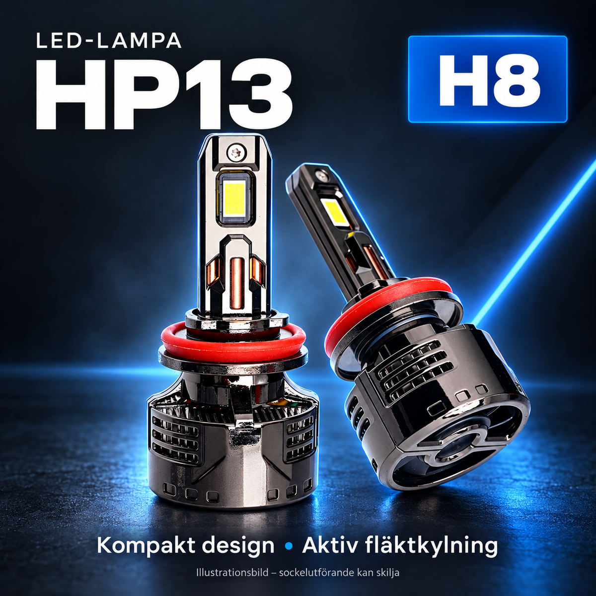 HP13 LED-lampor H8 – 2-pack (illustrationsbild)