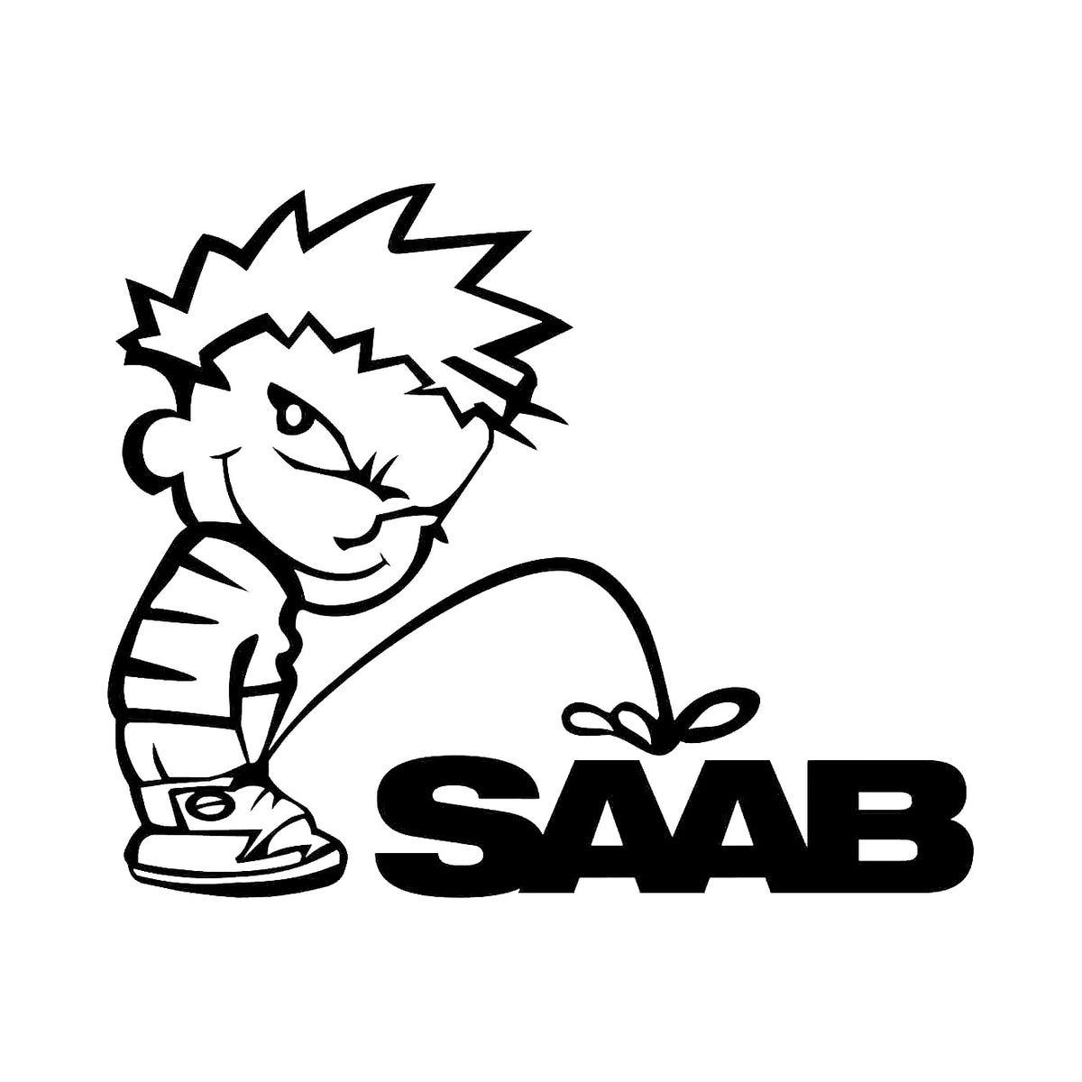 Kalle kissar på Saab - Dekal