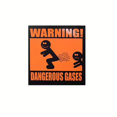 SKÄMTDEKALER Varning Dangerous Gases.