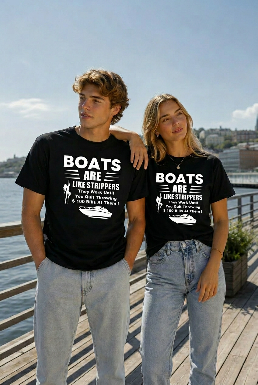 T-shirt Boats are like strippers