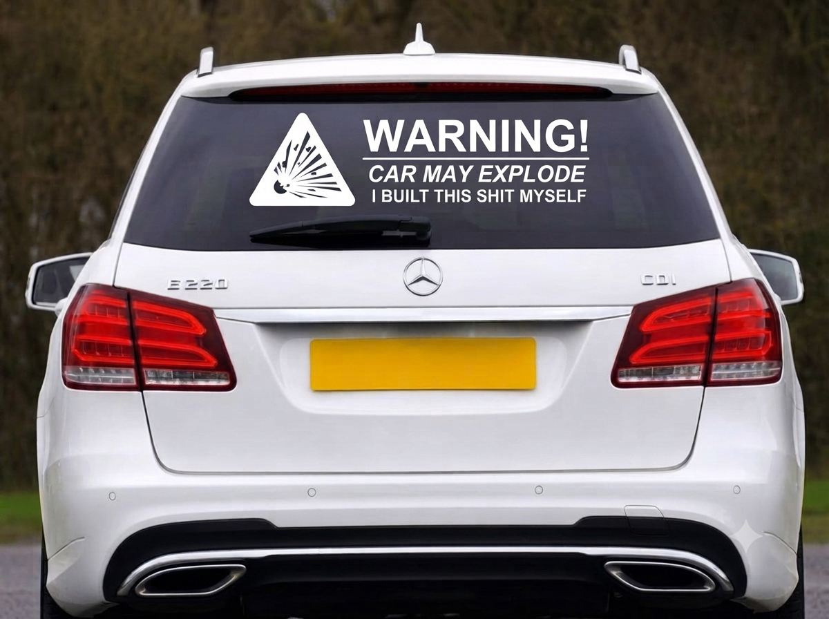 Dekal Warning, car may explode