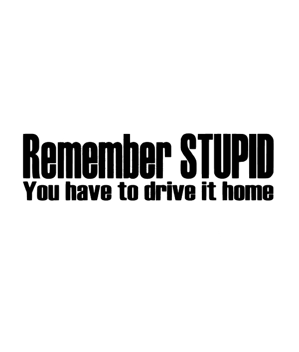 Dekal Remember STUPID, You have to drive it home