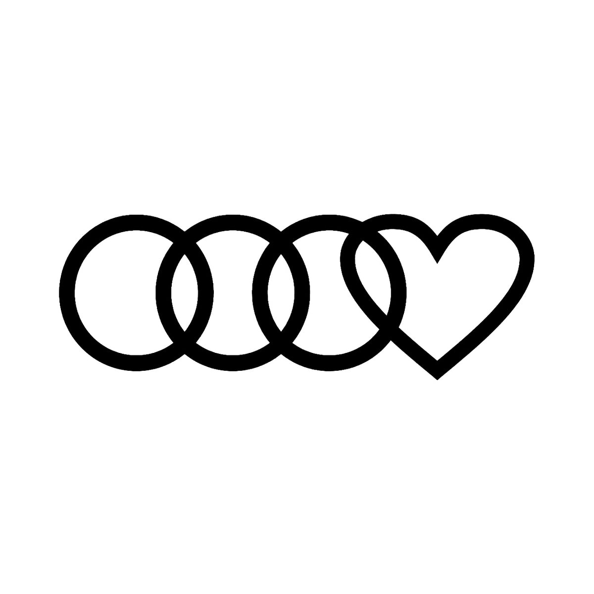 Audi logo med hjärta - Dekal