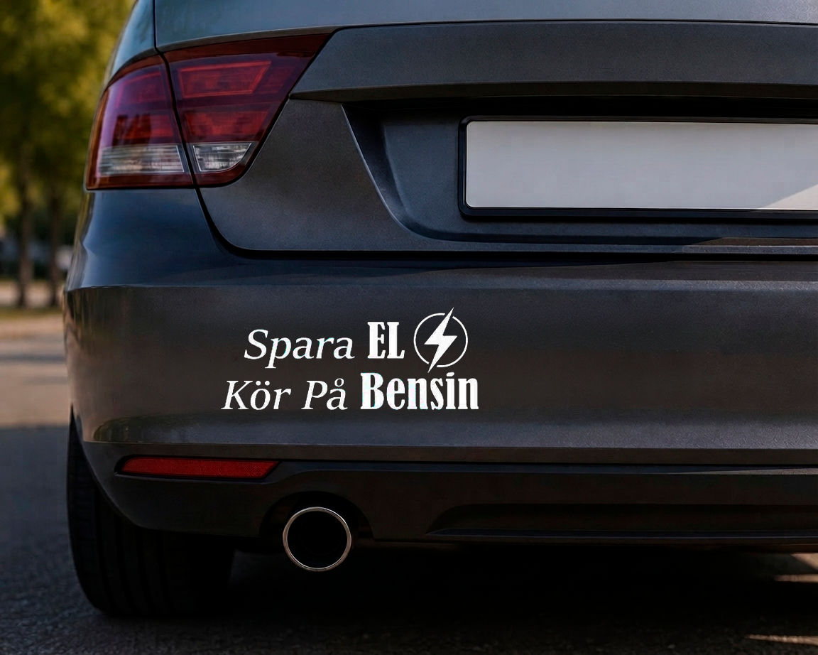 Dekal Spara El, Kör På Bensin