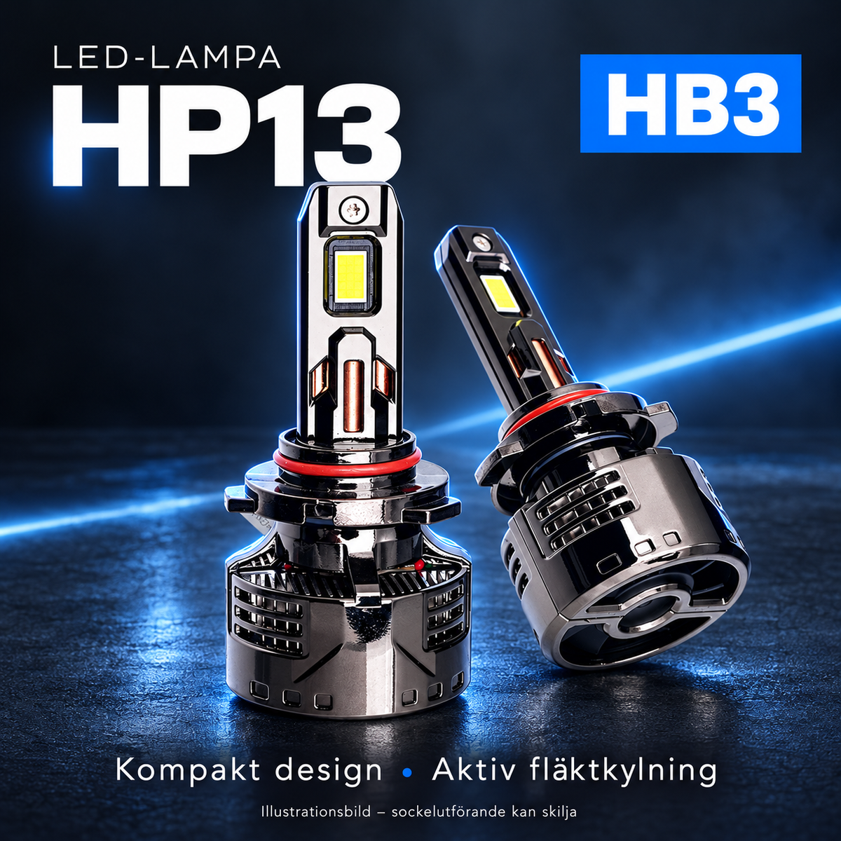 HP13 LED-lampor HB3 – 2-pack (illustrationsbild)