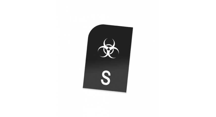 MC S-märke biohazard vit