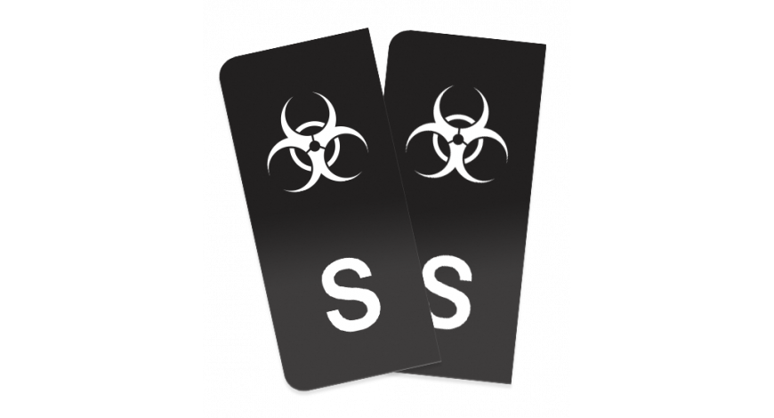 S-märke biohazard vit