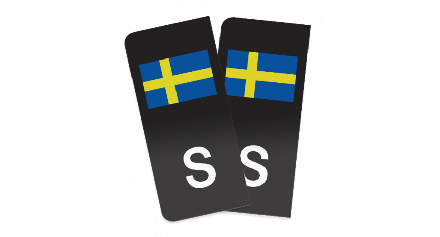 S-märke med Sverigeflagga