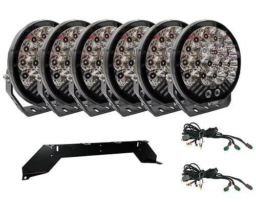 LED-Extraljuspaket "Rallysexa" V-Sight Roadking 9" med fäste och kablage